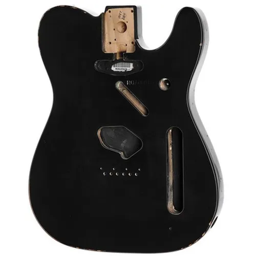 Fender Road Worn 50s Telecaster Body Black - Hochwertiger Erle-Korpus für Telecaster, ausgestattet mit Bohrlöchern für Vintage-Style Brücken. Das Black Nitro-Finish sorgt für einen authentischen Look und macht ihn ideal für individuelle Partscaster-Projekte.