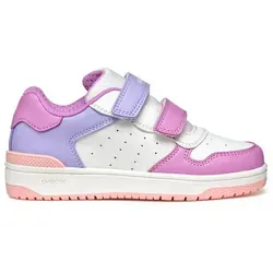 Geox J WASHIBA Girl B Sneaker, White/Cyclamen, 37 EU - Sneaker mit praktischem Doppelklettverschluss für schnelles Anziehen und herausnehmbarer Innensohle für optimalen Tragekomfort.