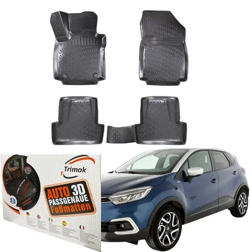 Trimak Autofußmatten für RENAULT CAPTUR 1.Gen - Campingausrüstung: 100% recycelbare TPE-Materialien, rutschfeste Oberfläche und wasserdichter Rundumschutz dank 4 cm hohem Rand – ideal für alle Wetterbedingungen.