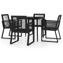 vidaXL 5-teiliges Gartenmöbel Set - Esssets für die Terrasse mit pulverbeschichtetem Stahlrahmen und UV-beständigen PVC-Rattan-Stühlen für robusten Komfort im Freien.
