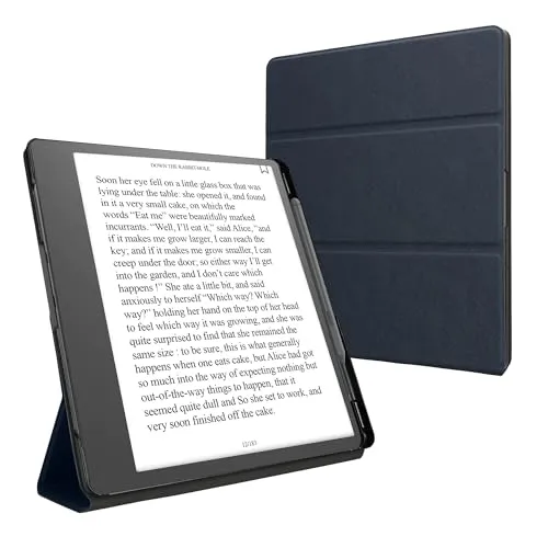 kwmobile E-Reader Schutzhülle kompatibel mit Amazon Kindle Scribe (2022/2024) Hülle - Kunstleder Case für eReader mit zweifachen Ständer und Stifthalter in Dunkelblau