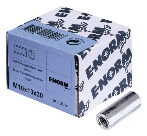 E-NORMpro Verbindungsmuffe Rd. 4.8 galvanisch verzinkt M8 x 25 x 11 mm - (VPE: 100 Stück)