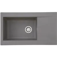 Respekta Mineralite Einbauspüle Denver 86x50 cm - Betongrau - Sanitäranlagen & Zubehör, stilvolle Einbauspüle aus robustem Mineralit mit Abtropffläche, ideal für moderne Küchen und langlebig durch hochwertige Materialien.