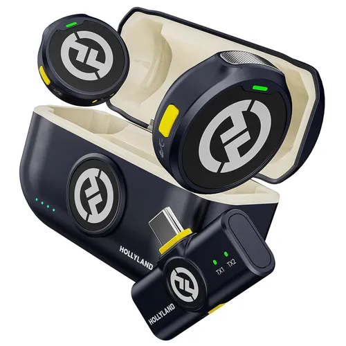 Hollyland Lark M2 Wireless Lavalier Mikrofon - Kabelloses Lavalier-Mikrofon für Android und iPhone 15 mit 48kHz/24 bit Hi-Fi Audio, 30 Stunden Akkulaufzeit und intelligenter Geräuschunterdrückung für kristallklare Aufnahmen.