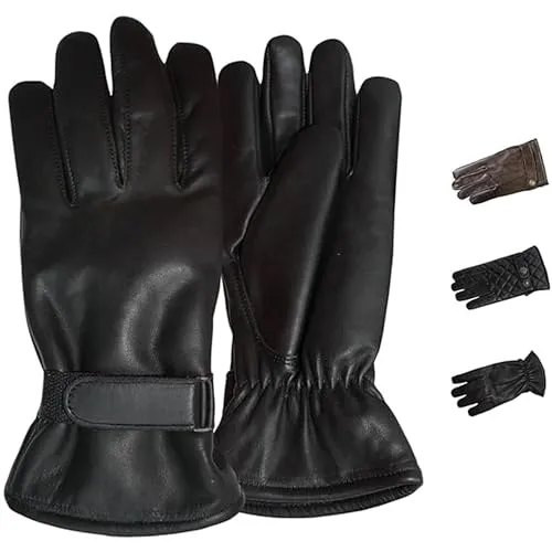 German Wear Herren Lederhandschuhe Lammnappa Handschuhe aus echtleder winter Handschuhe Trendgl-2 Schwarz - 7=S Handumfang 19cm