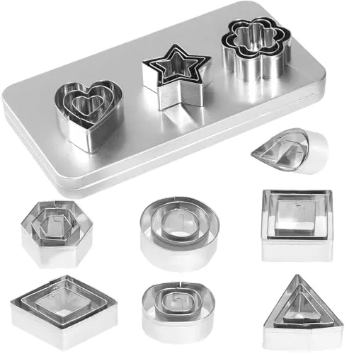 Mini Ausstechformen Set,30 PCS Ausstechformen DIY Klein Ausstecher Plätzchenausstecher Geometrische Formen Plätzchen Ausstecher für Tortendekorationen Zuckerkuchen und Kekse