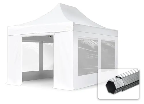 TOOLPORT 3x4,5m Faltpavillon mit 4 Seitenteilen, weiß von Toolport