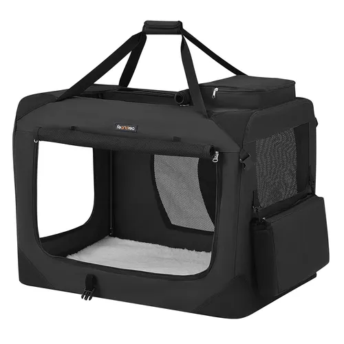 Feandrea Transportbox schwarz XL faltbar 81x58x58 cm für Tiere