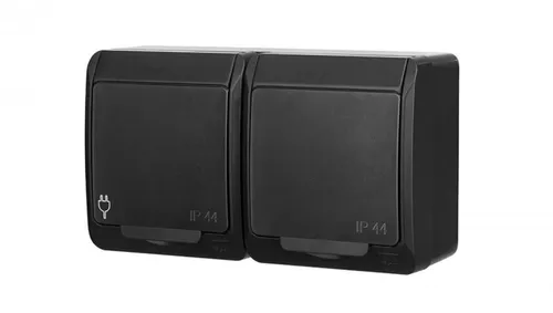 HERMES IP44 gniazdo hermetyczne natynkowe podwójne z uziemieniem 2x2P+Z schuko c