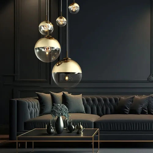 Pendelleuchte Esszimmer LED Hängelampe gold 5 flammig  - Lampen für stilvolle Beleuchtung, 5x E27 LED Leuchtmittel enthalten, sorgt für warmweißes Licht und setzt Akzente in jedem Raum.