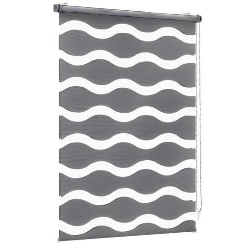 Doppelrollo Wellen Duo-Rollo Klemmfix 75 cm x 130 cm - Rollos in Grau, ohne Bohren montierbar, stufenlos verstellbar für optimale Lichtregulierung und einfache Bedienung.