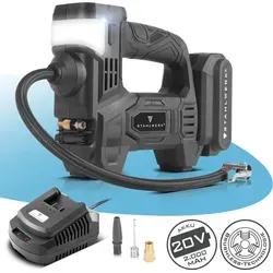 STAHLWERK Akku Druckluftkompressor ADK-20 ST|72 Watt Leistung |Elektrische Luftpumpe mit Digitalanzeige und Beleuchtung