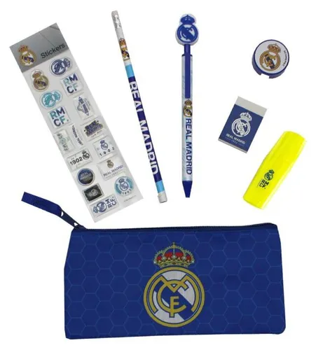 Real Madrid Schulset mit Federmäppchen, Bleistift und Textmarker
