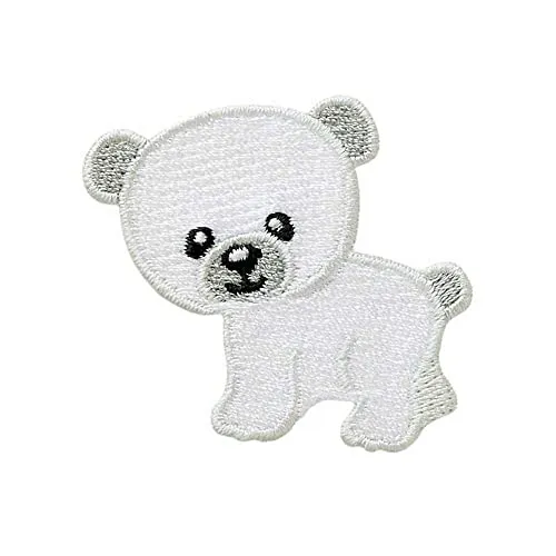 Mono-Quick Bügelbild Aufnäher Patch Applikation zum Aufbügeln Eisbär weiß 4,5 x 4,5 cm