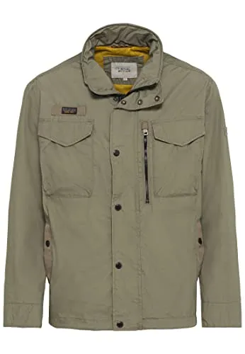 camel active Herren Leichter Blouson mit Stehkragen Khaki - Funktionsjacke aus leichtem Polyester-Baumwollmix, ideal für wechselhaftes Wetter mit authentischen Wasch-Effekten und praktischen Taschen.
