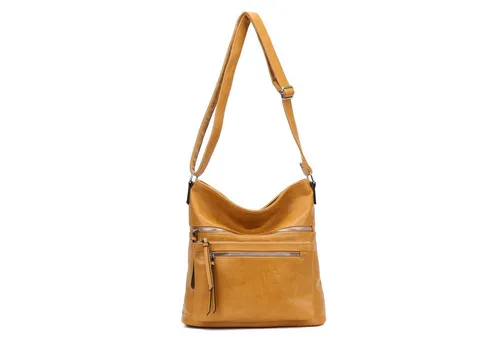 ITALYSHOP24 Schultertasche Damen Tasche Umhängetasche Shopper CrossOver Handtasche Henkeltasche, Hobo Bag Freizeit Damentasche Crossbody Reise City Bag Leder Optik