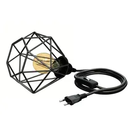 ledscom.de Käfig-Leuchte klein, Textilkabel LEKA schwarz, Stecker, Schalter, 3 m, inkl. E27 LED gold max. 778lm, 3-Stufen dimmen, extra-warmweiß