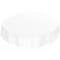ANRO Tischdecke Wachstuchtischdecke Gartentischdecke Wachstischdecke (Einzelstück 1-tlg), Glatt Rund 120cm wasserabweisend weiß Rund | Ø 120 cm x 120 cm x 120 cm x 0.25 mm