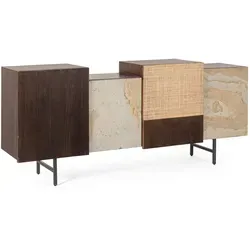 Sideboard Kinbik aus Mangoholz, 180 cm - Kommode aus robustem Mangoholz, bietet viel Stauraum und eine elegante Ausstellungsfläche für Ihre Dekoration.