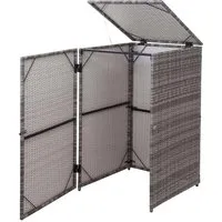 Proregal Mülltonnenverkleidung 110x65x66 cm - Grau - Elegante Mülltonnenverkleidung aus wetterfestem Poly-Rattan. Praktische Klappdeckel-Konstruktion und stabile Bauweise für eine stilvolle Aufbewahrung Deiner Mülltonnen im Außenbereich.
