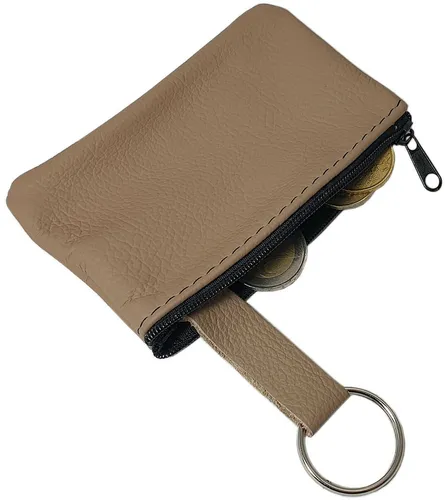 Rindleder Schlüsseltasche Schlüsseletui Schlüsselmäppchen Dunkelbeige