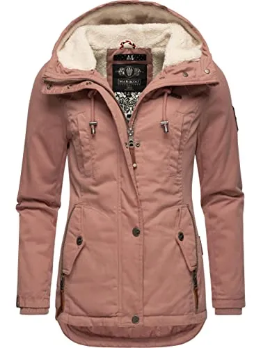 MARIKOO Damen Winterjacke Bikoo Terracotta Gr. S - Funktionsjacke mit kuscheligem Teddyfleece-Futter, ideal für kalte Tage - stylisch, tailliert und wasserabweisend für optimalen Komfort.