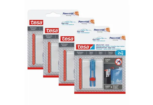 tesa Klebehaken, Dekoration, Bilder, Leinwände, (Spar-Set, 8-St., inkl. Powerstrips), Klebenagel - POWERSTRIPS Doppelseitig - für Leinwände - 8er Pack