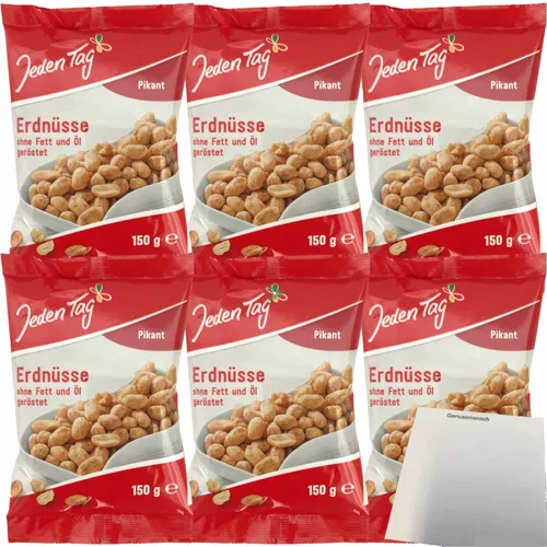 Jeden Tag Erdnüsse Pikant Gewürzt 6er Pack 6x150g Packung usy Block