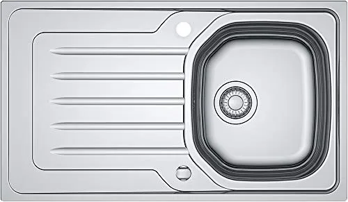 Edelstahlspüle ONDA 45 mit Drehexcenterbedienung - Sanitäranlagen & Zubehör, hochwertige Edelstahlspüle mit reversibler Montage und praktischer Ab- und Überlaufgarnitur, ideal für moderne Küchen.