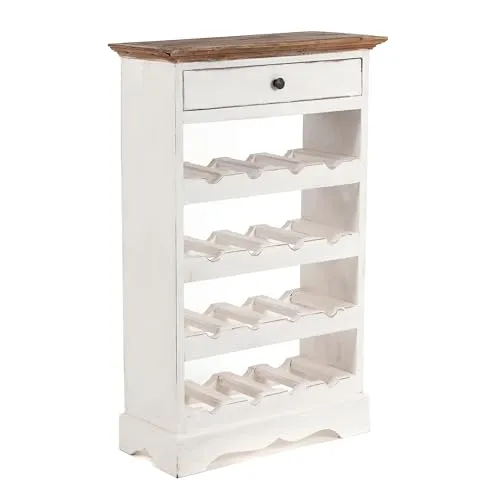 DESIGN DELIGHTS rustikales WEINREGAL Cortez 85 - Rustikales Flaschenregal aus massivem Mahagoni, mit Platz für 16 Flaschen und praktischer Schublade. Ideal für Wohnräume und verleiht jedem Raum einen individuellen Vintage-Look.