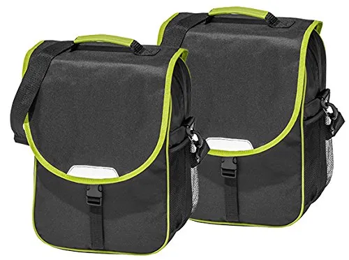 4Uniq Fahrradtasche Gepäckträger Tasche 2er Set - Schwarz/Limette - Fahrradtaschen im praktischen 2er Set, wetterfest mit Regenhülle und in verschiedenen Farben erhältlich - ideal für jede Fahrradtour.