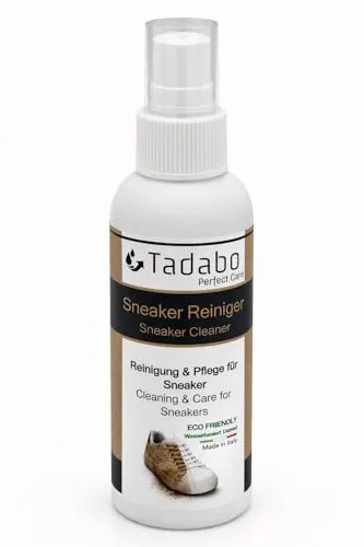 Tadabo Sneaker Reiniger 100 ml | Schuhreiniger für weiße Turnschuhe, Stoffschuhe, Leder, Textilien & Kunstleder – entfernt Schmutz und Flecken | Intensiv-Reiniger für Sneaker und Alltagsschuhe