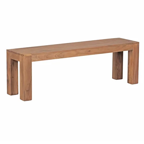 Wohnling Sitzbank WL1.464 MUMBAI - Gartenbank aus handgefertigtem Akazienholz, einzigartiges Design mit stabilen Massivholzbeinen, ideal für stilvolle Außenbereiche und belastbar bis 150 kg.