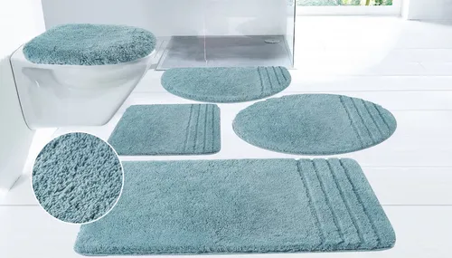 Möve Badematte Loft – Rutschhemmender Badteppich 90x160 cm in blau von MÖVE