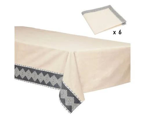 Atmosphera Créateur d'intérieur Tischdecke ecru - Moderne rechteckige Tischdecke aus 100% Baumwolle, strapazierfähig und ideal für den Innenbereich. Perfekt für stilvolle Tischgestaltungen und einfache Pflege bei 30°C.
