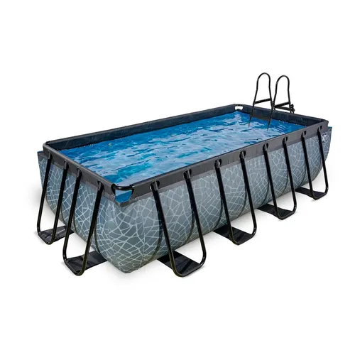 EXIT Swimming Pool rechteckig 400 x 200 x 100 cm grau - Stabil und stilvoll - Swimmingpools mit pulverbeschichtetem Rahmen, der für jahrelangen Badespaß sorgt. Integriert sich perfekt in Ihren Garten und bietet ein erfrischendes Schwimmbad-Gefühl.