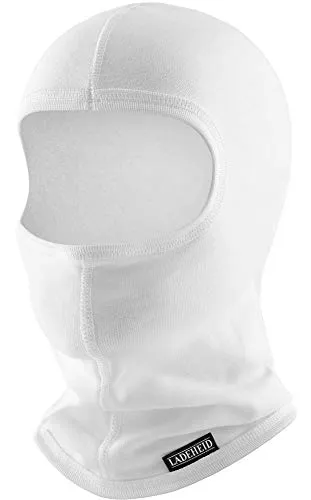 Ladeheid Sturmhaube Winter Skimaske Balaclava Silverplus Thermoaktiv Sturmmaske Motorrad Fahrrad LA-146 (Weiß, XS/S)