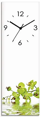 ARTLAND Lautlose Wanduhr aus Glas 20x60 cm in grün von ARTland