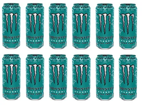 12x Monster Energy Drink Ultra Fiesta Zero Zuccheri Energiegetränk mit Mango-Geschmack 500ml alkoholfreies Getränk Null Zucker
