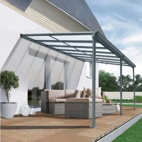 osoltus Garten Pavillon Amrum 3,3x3,3m Anthrazit - Markisen & Terrassenüberdachungen, rostbeständig mit Moskitonetz für optimalen Schutz und Komfort im Freien.