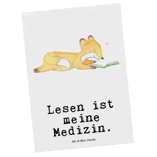 Mr. & Mrs. Panda Postkarte Fuchs Lesen