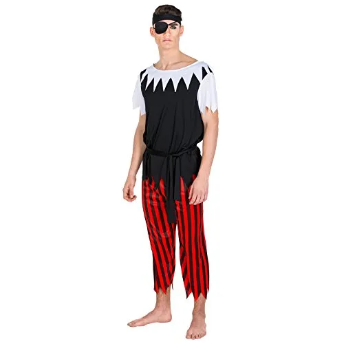 dressforfun tectake Herrenkostüm Pirat | Kostüm + Haarband & Augenklappe | Captain Seeräuber (S | Nr. 300767)