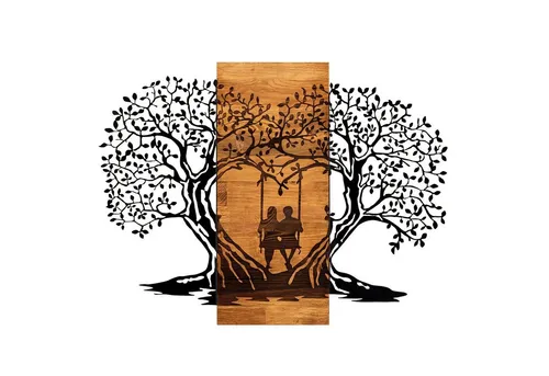 Moderne Wandkunst aus Holz und Metall in schwarz von Wallity