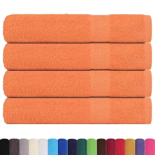 vidaXL Saunatücher 4 STK. Orange 80x200 cm - Frottiertuch Set aus 100% Baumwolle, saugfähig und hygienisch, ideal für Sauna und Bad mit praktischen Schlaufen zum Aufhängen.