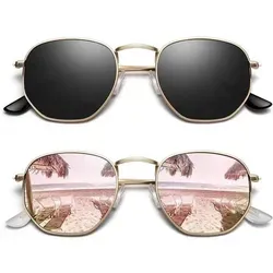 SUNIER Sonnenbrille Damen Herren Polarisiert UV400 Schutz - Trendige Sonnenbrille mit sechseckigem Design und ultraleichtem Metallrahmen. 100% UV400 Schutz für Ihre Augen, ideal für den täglichen Einsatz und stylische Auftritte.