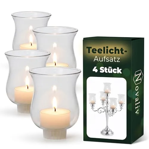 Stück Novaliv Teelichtaufsatz klar 8 cm Glasaufsatz für Kerzenleuchter Kerzenständer Glas Adventskranz Teelichthalter Stabkerzenhalter Kerzenpick 4