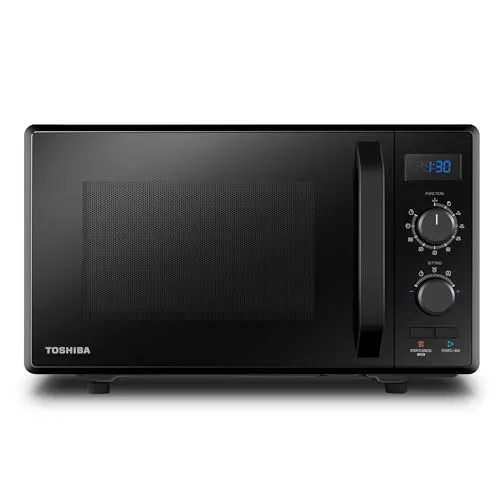 Toshiba Mikrowelle MW2-AG23P (BK) mit Grillfunktion - Mikrowelle mit 900 W und 23 l, ideal für Kombi-Kochen mit Grill und 8 automatischen Menüs. ECO-Funktion spart Energie und modernes Design passt perfekt in jede Küche.