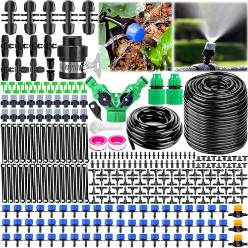 MOYKSRR Speed Bewässerungssystem 387Pcs Garten Bewässerung Kit, 55m + 15m Bewässerungsrohre, Tröpfchenbewässerung Bewässerungssystem, DIY Gartenbewässerung für Pflanzen Garten Gewächshaus Blumen