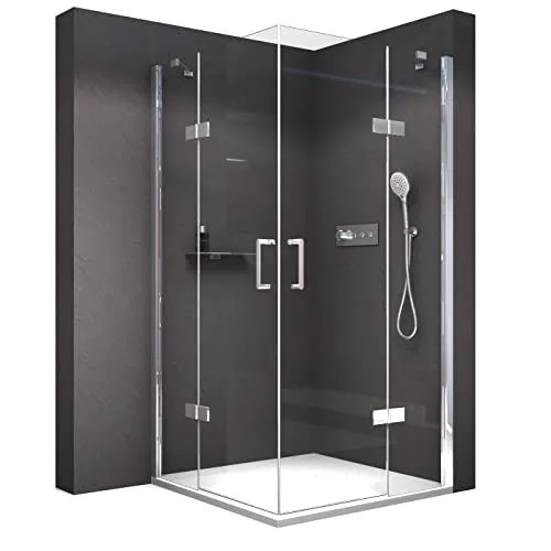 BERNSTEIN® Eckdusche 90 x 90 cm – Elegante Duschabtrennung mit Drehtür - Duschtüren mit Eckeinstieg, 8mm ESG Nano Klarglas für eine klare Sicht und einfache Reinigung – ideal für moderne Badezimmer.
