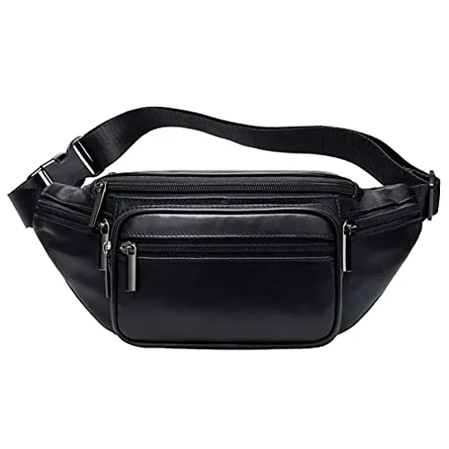 Leder Gürteltasche Gürteltasche für Herren Frauen Reisen, Wandern, Laufen, Hüftgürtel, Schlankes Handy, Geldbörse, Geldbeutel Schwarz
